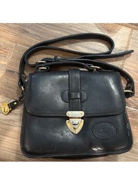 Vintage Genuine Leather Red Goose Crossbody Black Leather Bag